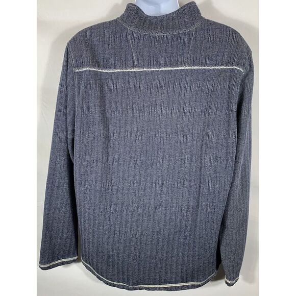 Tommy Bahama Mens XL Blue Herringbone 1/2 Zip Long Sleeve Cotton Sweater -C95 - Picture 3 of 13